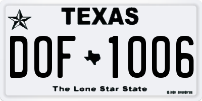 TX license plate DOF1006