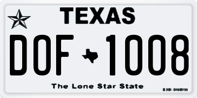 TX license plate DOF1008