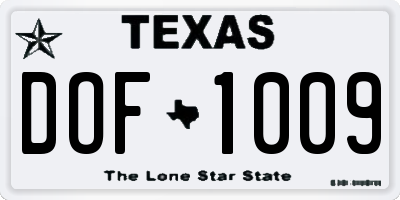 TX license plate DOF1009