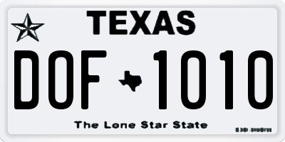 TX license plate DOF1010
