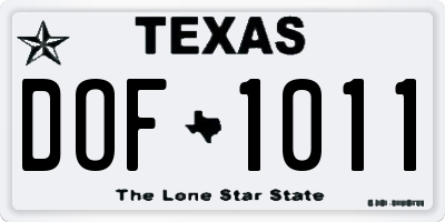 TX license plate DOF1011
