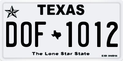 TX license plate DOF1012