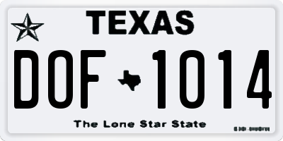 TX license plate DOF1014