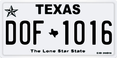 TX license plate DOF1016
