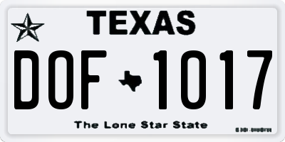 TX license plate DOF1017