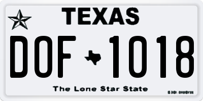 TX license plate DOF1018
