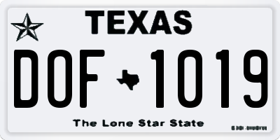 TX license plate DOF1019