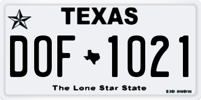 TX license plate DOF1021