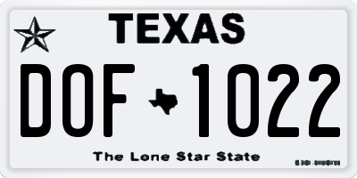 TX license plate DOF1022