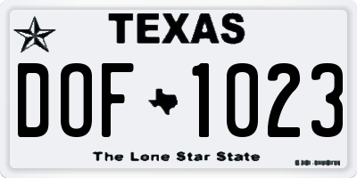 TX license plate DOF1023