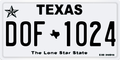 TX license plate DOF1024