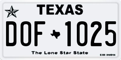 TX license plate DOF1025