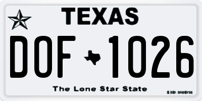 TX license plate DOF1026
