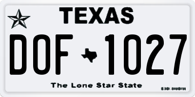 TX license plate DOF1027