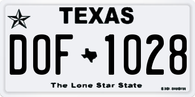 TX license plate DOF1028