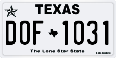 TX license plate DOF1031