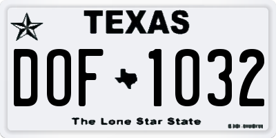 TX license plate DOF1032
