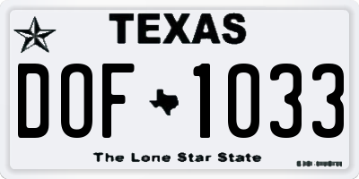 TX license plate DOF1033