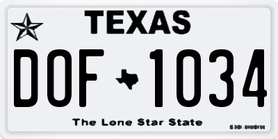 TX license plate DOF1034