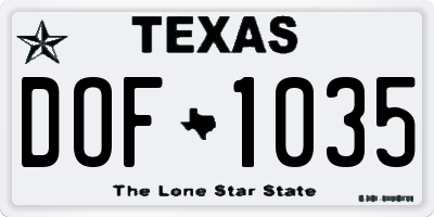 TX license plate DOF1035