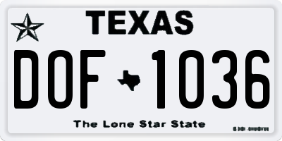 TX license plate DOF1036