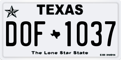 TX license plate DOF1037