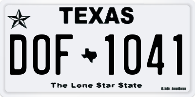 TX license plate DOF1041