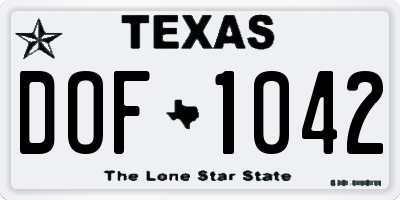TX license plate DOF1042