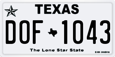 TX license plate DOF1043