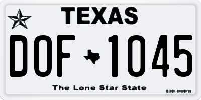 TX license plate DOF1045