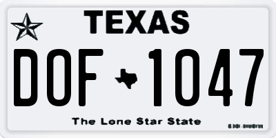TX license plate DOF1047