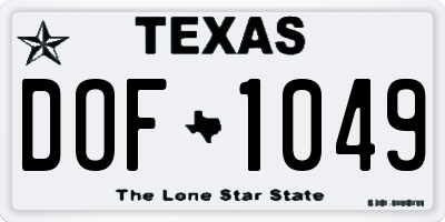 TX license plate DOF1049
