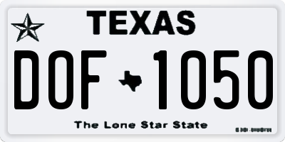 TX license plate DOF1050