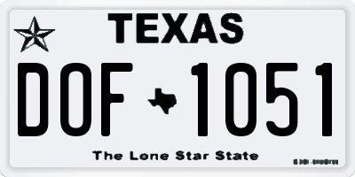 TX license plate DOF1051