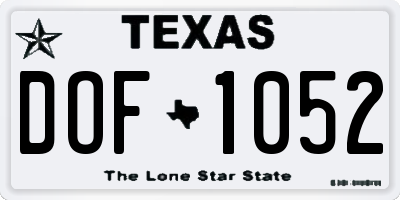 TX license plate DOF1052