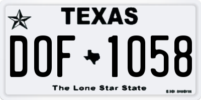 TX license plate DOF1058