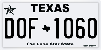 TX license plate DOF1060