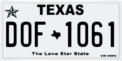 TX license plate DOF1061