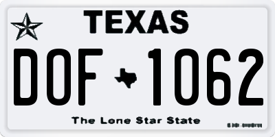 TX license plate DOF1062