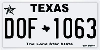 TX license plate DOF1063