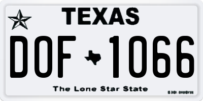 TX license plate DOF1066
