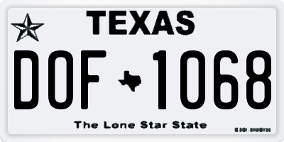TX license plate DOF1068