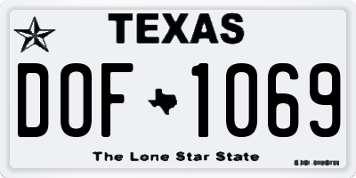 TX license plate DOF1069