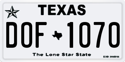 TX license plate DOF1070