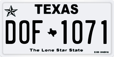 TX license plate DOF1071