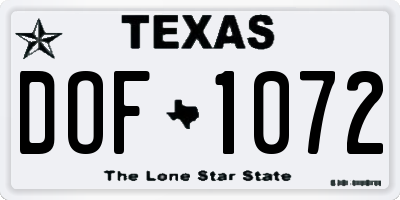 TX license plate DOF1072