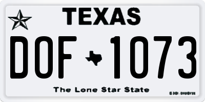 TX license plate DOF1073