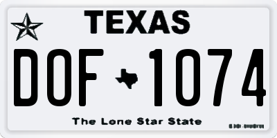 TX license plate DOF1074