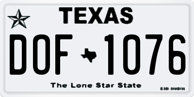 TX license plate DOF1076