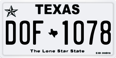 TX license plate DOF1078